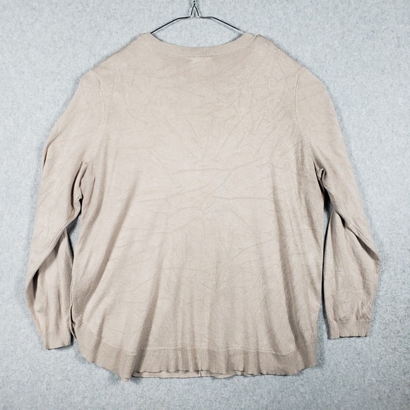 Lety & Me Beige Knit Sweater Plus Size 1X Oversized Soft Crewneck Minimalist Tan - Picture 2 of 8